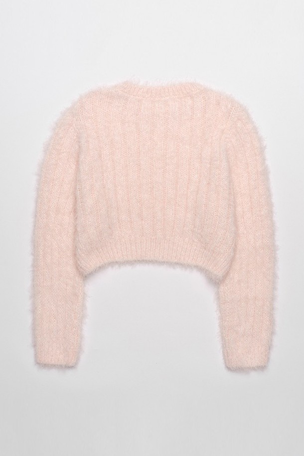 NONMUTE - 스웨터 - Pine needles short knit Pink