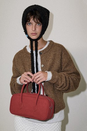 Baguette bento bag Suede Brick red