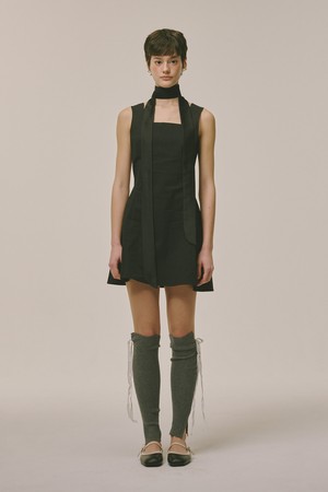 Square Neck Mini Dress Black