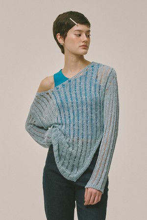 Long Slim Knit Blue