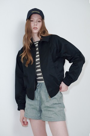 Stand Collar Blouson Jacket Black