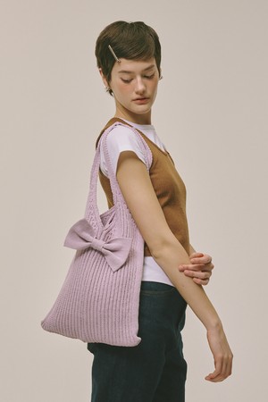 Ribbon Knit Shoulder Bag Lavender