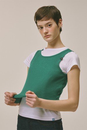 Sleeveless Knit Top Green