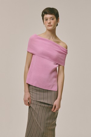 Off-shoulder Knit Top Pink