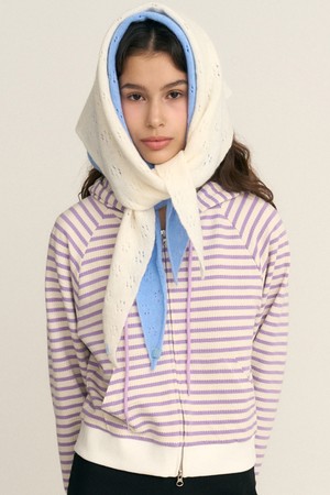 Stripe Hooded Zip-up Purple