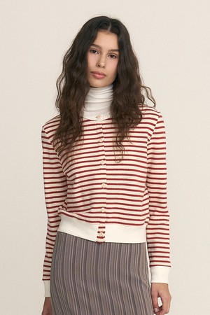 Stripe Cardigan Red