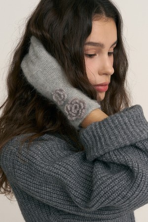 [선물포장] Rose Corsage Angora Gloves_2colors