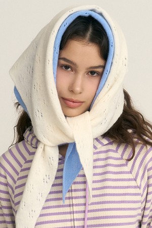 [선물포장] Flower Lace Triangle Scarf_3colors