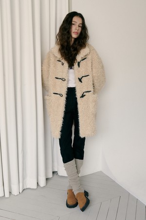 Shearling Duffle Half Coat Beige