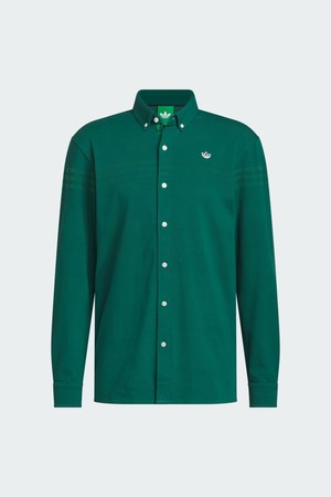[아디다스골프 오리지널스] 26년 NEW KR5431 트위스트니트 버튼업 남성 긴팔 셔츠_GREEN-a