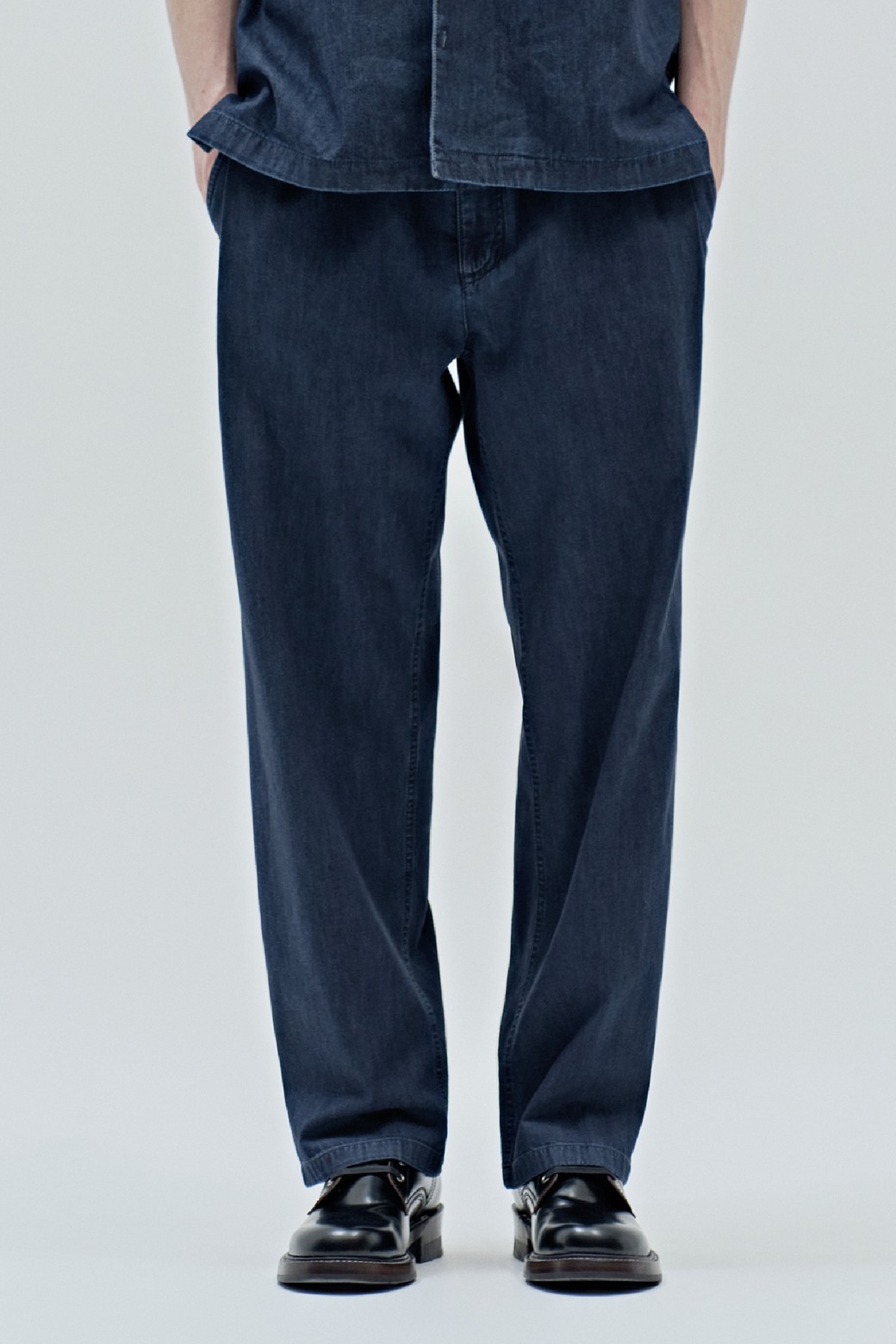 JILLSTUART NEW YORK MEN - 데님 - 다크블루 원워시드 데님 스트링 밴딩팬츠 (JNPA5B005B5)
