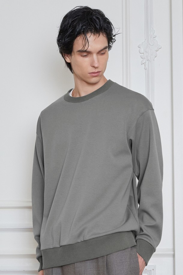 JILLSTUART NEWYORK MEN - 스웨트셔츠 - [Airy-Sweat] 카키 라운드 스웻셔츠 (JNTS4D101K2)