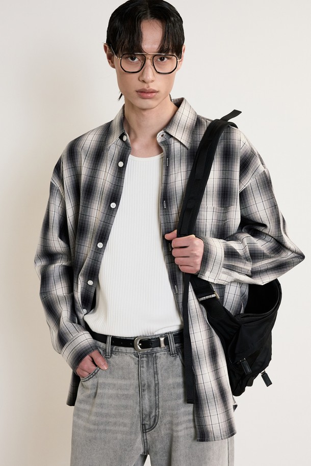 JEMUT正規品★24AW★Denier over-fit ombre check shirt Oct182024BeamsPlusOpenCollarIn