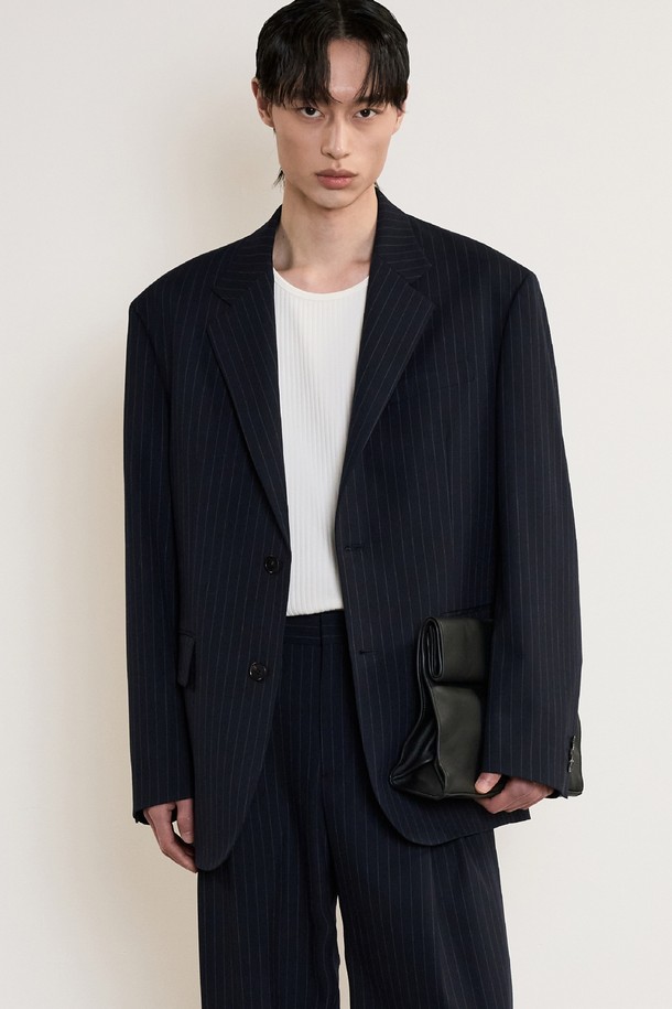 TNGT - 수트/블레이저자켓 - Oversize Pin Stripe Jacket (Navy) TNJA5E105N2