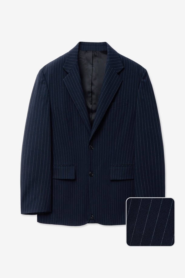 TNGT - 수트/블레이저자켓 - Oversize Pin Stripe Jacket (Navy) TNJA5E105N2