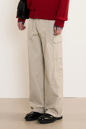 Cotton Wide Cargo Pants (Beige) TNPA5E105I2