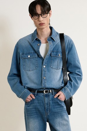 Denim Western Shirt (Washed Blue) TNSH5E103B2
