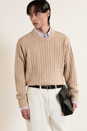 Cable Long Sleeves Knit Top (Tan Beige) TNSW5E102I2