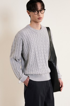 Cable Long Sleeves Knit Top (Gray) TNSW5E102G2