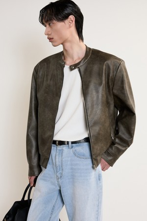 Faux Leather Bike Jumper (Grayish Khaki) TNJU5E105K2