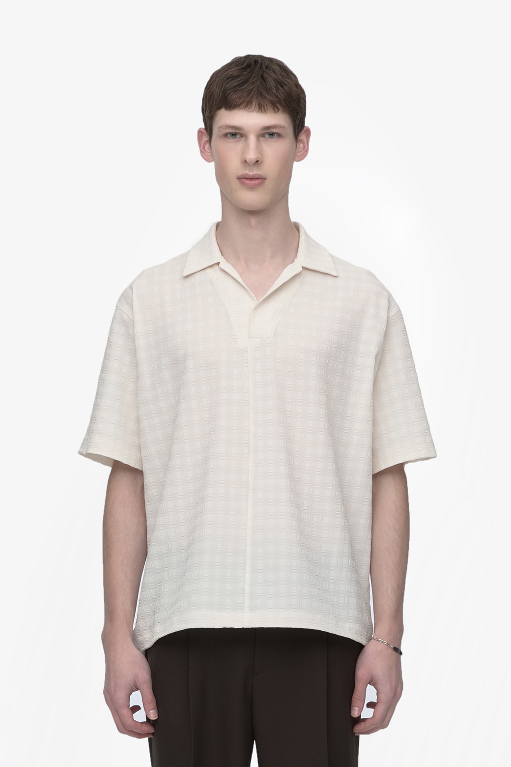 JILLSTUART NEW YORK MEN - 반팔티셔츠 - 베이지 Brick pattern 카라 티셔츠 (JNTS5B321I1)