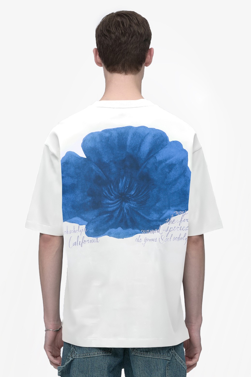 JILLSTUART NEW YORK MEN - 반팔티셔츠 - 화이트 플라워 프린트 반팔티셔츠 (JNTS5B302WT)