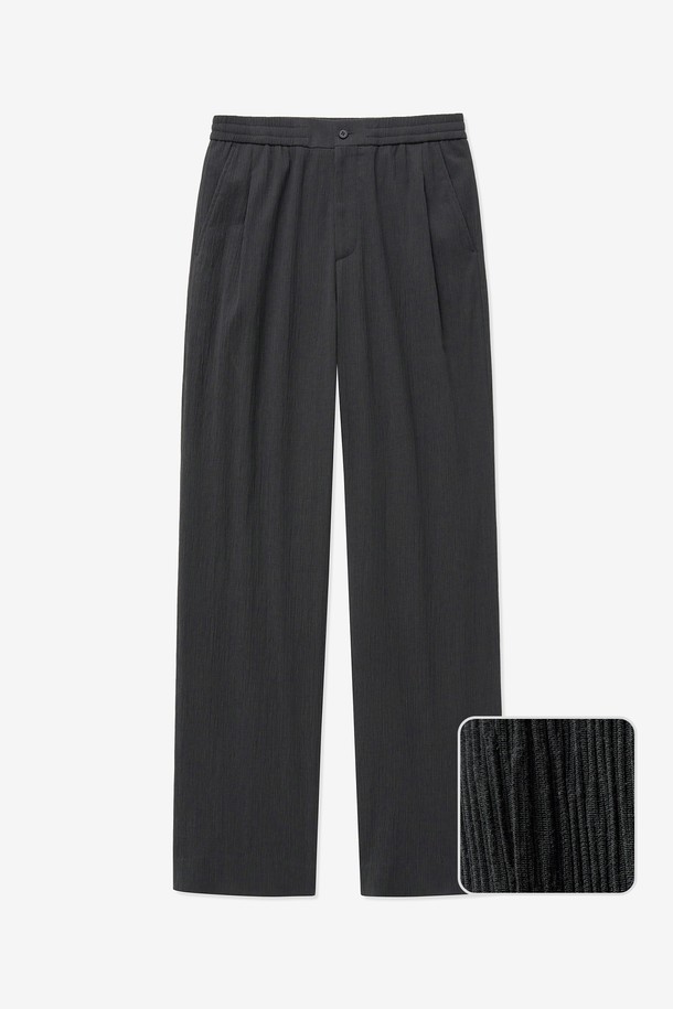TNGT - 슬랙스/수트팬츠 - Kinoshita Seersucker Wide Fit Pants (Gray) TNPA5E208G2