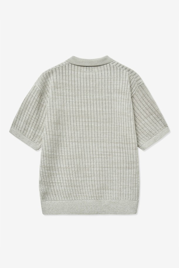 TNGT - 스웨터 - Crochet Polo Knit Top (Silver) TNSW5E205SV