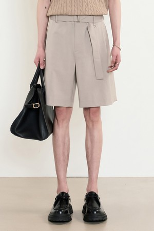 Belted Wide Shorts (Light Beige) TNPA5E207I2