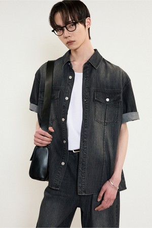 Denim Half Shirt (Washed Gray) TNSH5E201G2