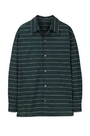 스트라이프 오픈 카라 셔츠 (JNSH5A211E3)
