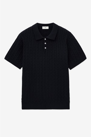 Cable Polo Knit Top (Navy) (TNSW5E206N2)