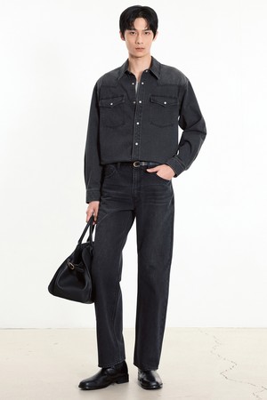 Straight Fit Denim Pants (Washed Black) TNPA5F108BK