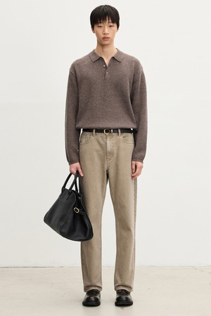 Straight Fit Pigment-Dyed Denim Pants (Vintage Beige) TNPA5F109I2