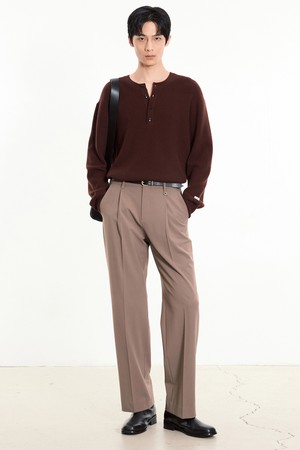Essential Semi-Wide Fit Pants (Dusty Beige) TNPA5F101I3