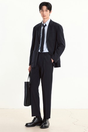 Wool Blended Tapered Fit Comfort Pants (Navy) TNPA5F100N2