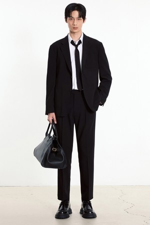 Wool Blended Tapered Fit Comfort Pants (Black) TNPA5F100BK