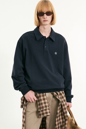 Embroidery Logo Polo Sweatshirt (Navy) TNTS5F103N2