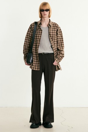 Flared Fit Slit Pants (Brown) TNPA5F106W2