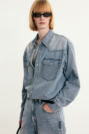 Western Denim Shirt (Washed Blue) TNSH5F106B2