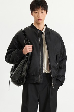 Crop Padded MA-1 Bomber Jacket (Black) TNJU5F106BK