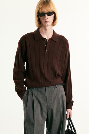 Oversize Rib Polo Knit Top (Burgundy) TNSW5F111D2