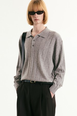 Oversize Rib Polo Knit Top (Grey) TNSW5F111G2