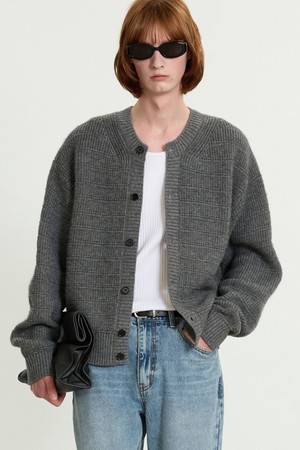 Chunky Wool Knit Cardigan (Grey) TNSW5F101G2