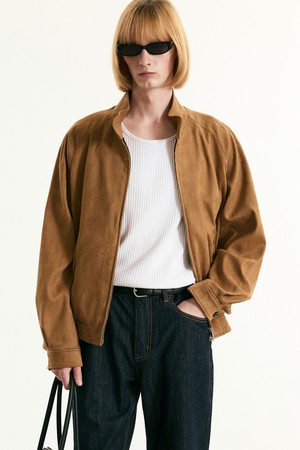 Faux Suede Herrington Jumper (Camel Brown) TNJU5F101CM