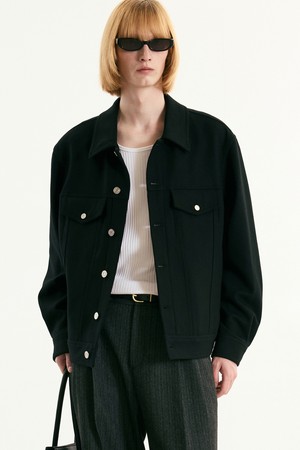 Wool Trucker Jacket (Black) TNJU5F103BK