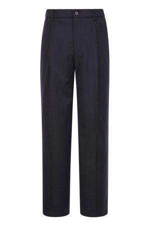 다크네이비 울 블렌드 스트링 와이드 팬츠 (JNPA5C203N3)