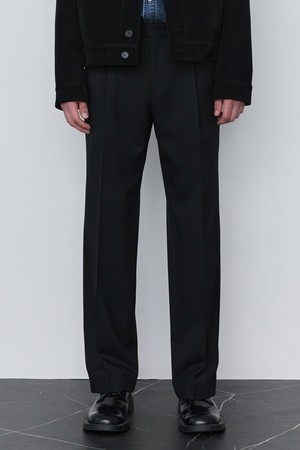 블랙 세미와이드핏 슬릿 셋업 팬츠 (JNPA5C182BK)