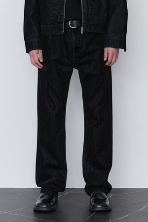 [SEMIWIDE-FIT] 블랙 벨벳데님 셋업 팬츠 (JNPA5D004BK)