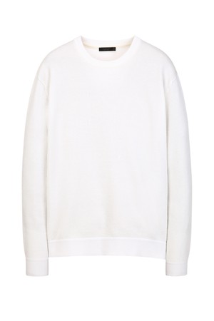 아이보리 투톤 조직 크루넥 니트 (JNSW5C105IV)